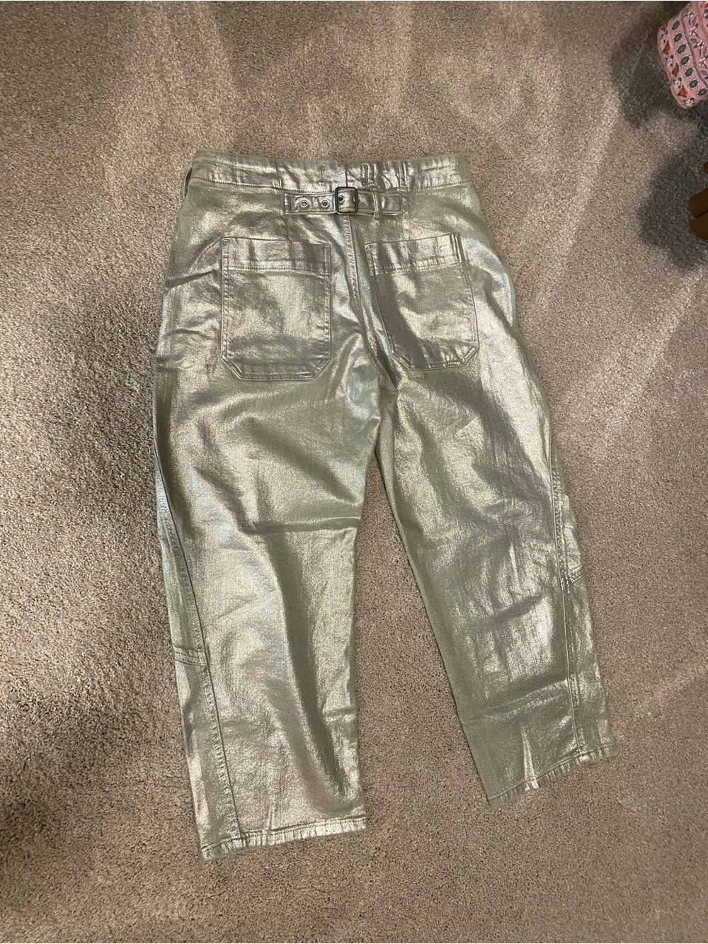 Pilcro Metallic Silver Women’s Crop Pants - Picture 3 of 11